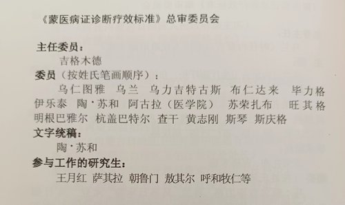 蒙医病症诊断疗效标准（副）